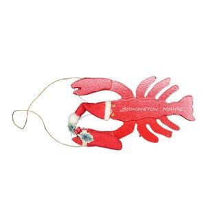 Wooden Lobster Christmas Ornament Stonington Maine 4.5 in Handmade Vintage